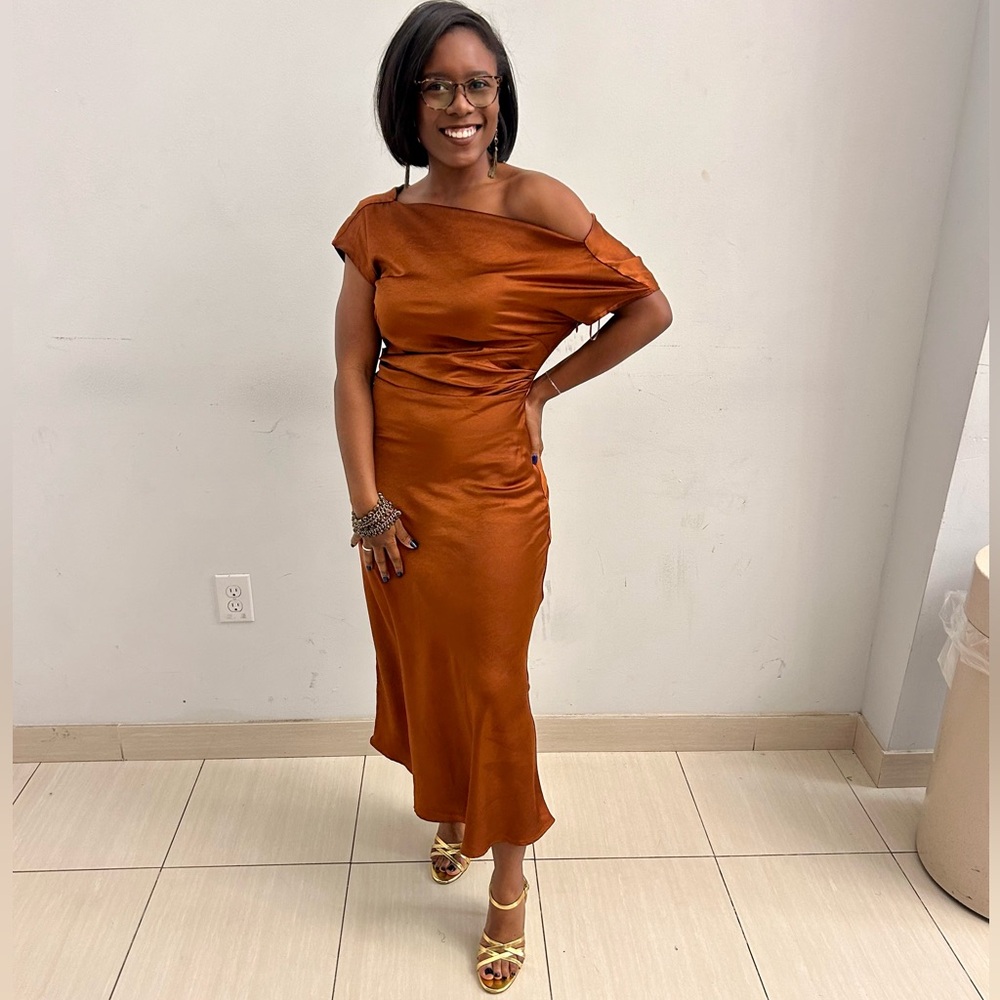 Satin Cowl Back Dress